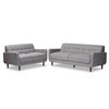 Baxton Studio Allister Mid-Century Light Grey Upholstered 2-Piece Living Room Set 158-9748-9749